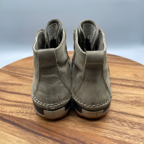 Sorel Out N About Boots Womens Size 8 Green Leather Casual Comfort Duck Bootie - Picture 4 of 8